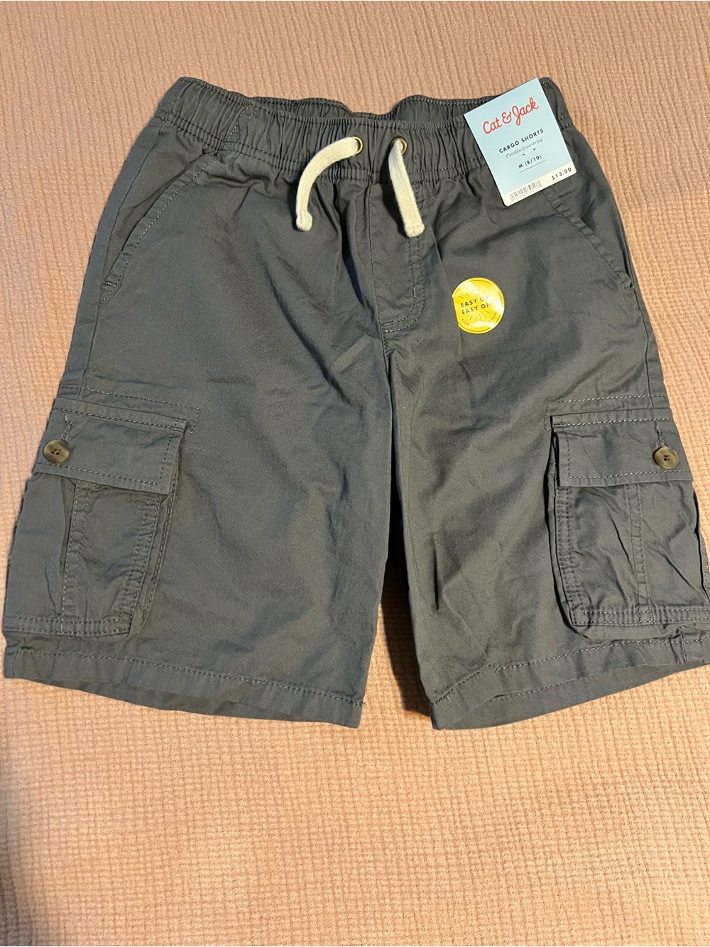 NWT Boys Cat & Jack Gray Cargo Shorts with Drawstring Size Medium